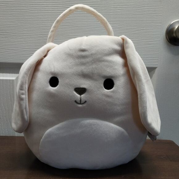 Squishmallows NWT Valentina Long Ear Bunny Rabbit Cream Plush Easter Basket - Picture 1 of 8